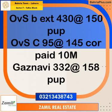 10 Marla Residential Plot for Sale in Sector F - Talha Block -  Bahria Town, Lahore - (BP-219013)