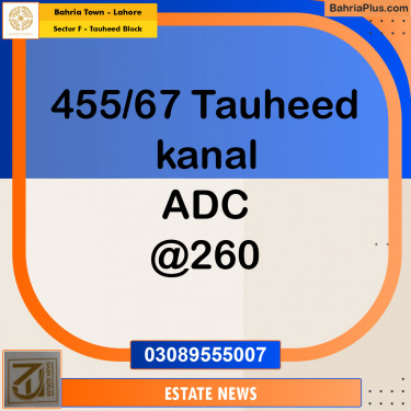 Residential Plot for Sale in Sector F - Tauheed Block -  Bahria Town, Lahore - (BP-219014)