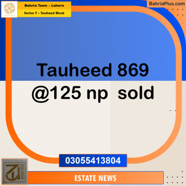 Residential Plot for Sale in Sector F - Tauheed Block -  Bahria Town, Lahore - (BP-219020)