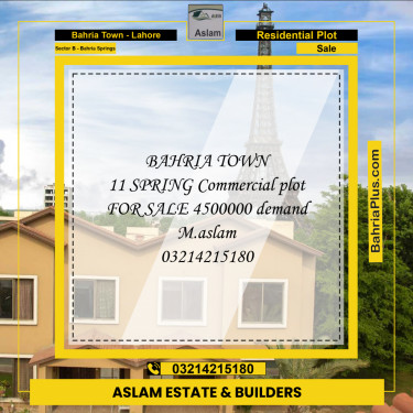 1 Marla Residential Plot for Sale in Sector B - Bahria Springs -  Bahria Town, Lahore - (BP-219049)