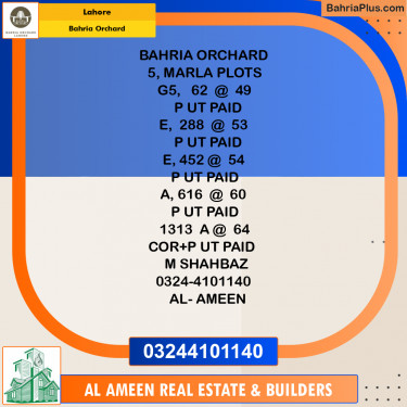 Residential Plot for Sale in Bahria Orchard, Lahore - (BP-219064)