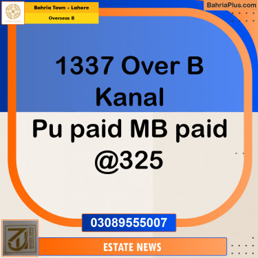 Residential Plot for Sale in Overseas B -  Bahria Town, Lahore - (BP-219088)