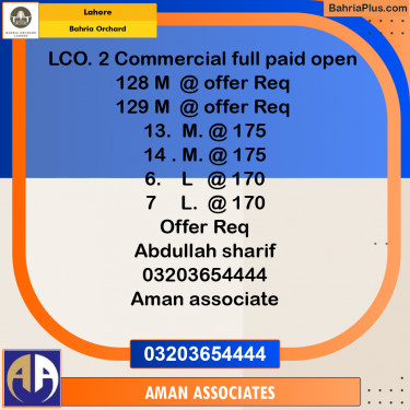 Commercial Plot for Sale in Bahria Orchard, Lahore - (BP-219102)