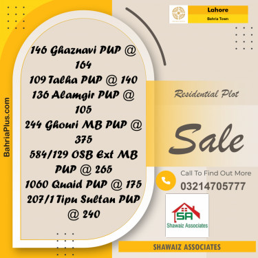 Residential Plot for Sale in Bahria Town, Lahore - (BP-219134)