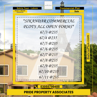 5 Marla Commercial Plot for Sale in Sector F - Sikandar Commercial -  Bahria Town, Lahore - (BP-219160)