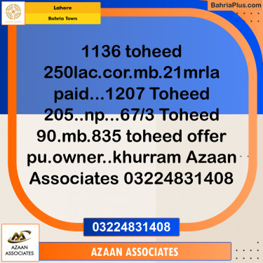 Residential Plot for Sale in Bahria Town, Lahore - (BP-219190)