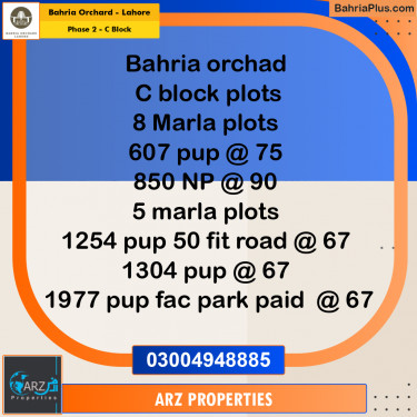 Residential Plot for Sale in Phase 2 - C Block -  Bahria Orchard, Lahore - (BP-219221)