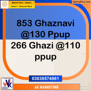 10 Marla Residential Plot for Sale in Sector F - Ghaznavi Block -  Bahria Town, Lahore - (BP-219259)