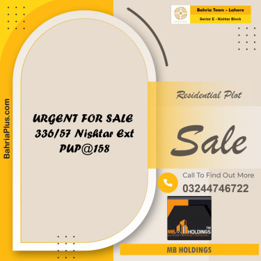 10 Marla Residential Plot for Sale in Sector E - Nishtar Block -  Bahria Town, Lahore - (BP-219277)