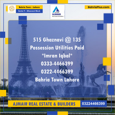 10 Marla Residential Plot for Sale in Sector F - Ghaznavi Block -  Bahria Town, Lahore - (BP-219292)