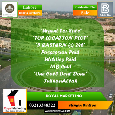 Residential Plot for Sale in Bahria Orchard, Lahore - (BP-219317)