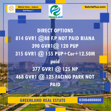 10 Marla Residential Plot for Sale in Golf Phase 1 -  Bahria Town, Lahore - (BP-219347)