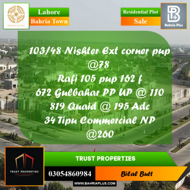 Residential Plot for Sale in Bahria Town, Lahore - (BP-219379)