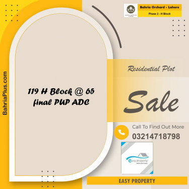 8 Marla Residential Plot for Sale in Phase 2 - H Block -  Bahria Orchard, Lahore - (BP-219399)