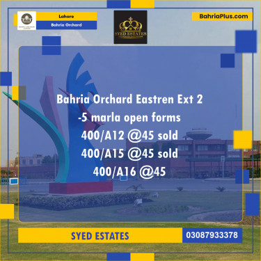 5 Marla Residential Plot for Sale in Bahria Orchard, Lahore - (BP-219478)