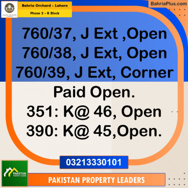 5 Marla Residential Plot for Sale in Phase 2 - K Block -  Bahria Orchard, Lahore - (BP-219516)