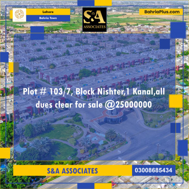 1 Kanal Residential Plot for Sale in Bahria Town, Lahore - (BP-219623)