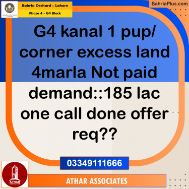 1 Kanal Residential Plot for Sale in Phase 4 - G4 Block -  Bahria Orchard, Lahore - (BP-219664)