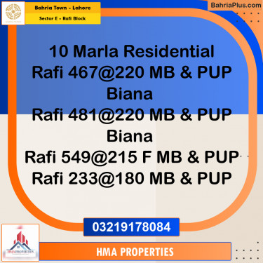 10 Marla Residential Plot for Sale in Sector E - Rafi Block -  Bahria Town, Lahore - (BP-219736)