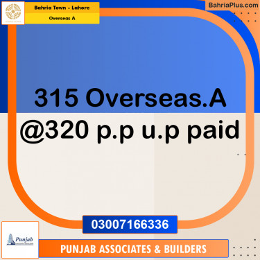 Residential Plot for Sale in Overseas A -  Bahria Town, Lahore - (BP-219764)