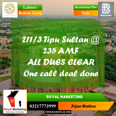 Residential Plot for Sale in Bahria Town, Lahore - (BP-219771)