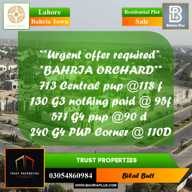 Residential Plot for Sale in Bahria Town, Lahore - (BP-219805)