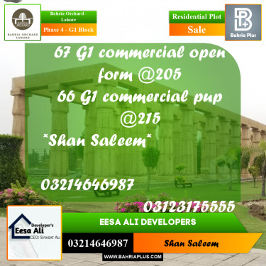 5 Marla Residential Plot for Sale in Phase 4 - G1 Block -  Bahria Orchard, Lahore - (BP-219818)