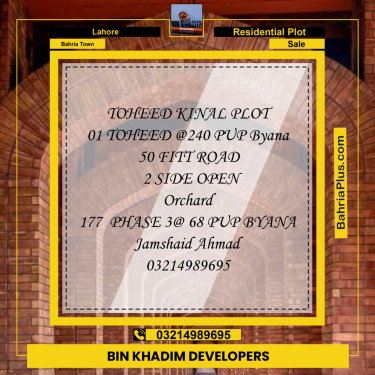 Residential Plot for Sale in Bahria Town, Lahore - (BP-219956)