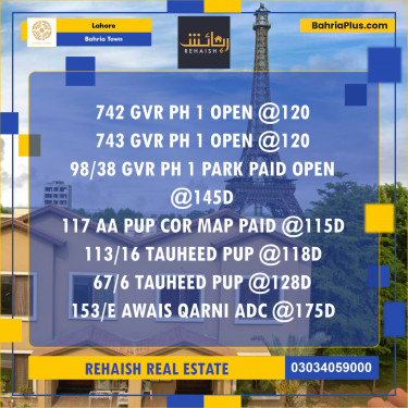 Residential Plot for Sale in Bahria Town, Lahore - (BP-219979)