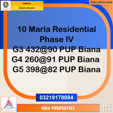 10 Marla Residential Plot for Sale in Bahria Orchard, Lahore - (BP-220021)