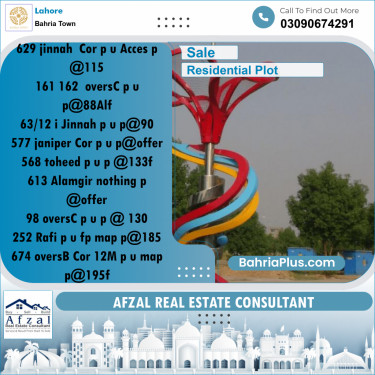 Residential Plot for Sale in Bahria Town, Lahore - (BP-220023)