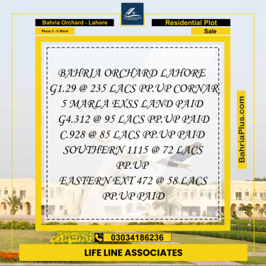 8 Marla Residential Plot for Sale in Phase 2 - C Block -  Bahria Orchard, Lahore - (BP-220034)