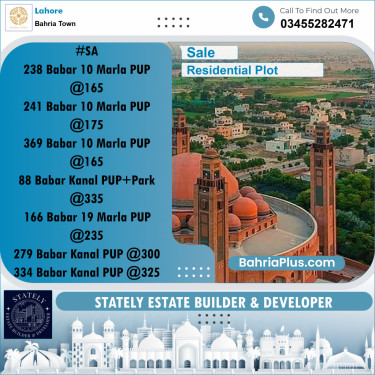 Residential Plot for Sale in Bahria Town, Lahore - (BP-220037)