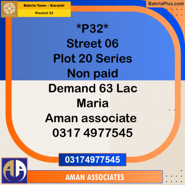 Residential Plot for Sale in Precinct 32 -  Bahria Town, Karachi - (BP-220038)