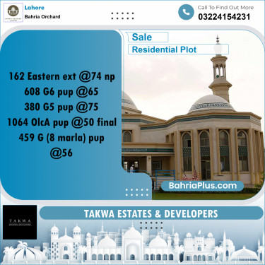 Residential Plot for Sale in Bahria Orchard, Lahore - (BP-220068)