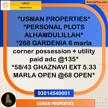 Residential Plot for Sale in Bahria Town, Lahore - (BP-220108)