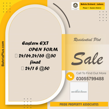 5 Marla Residential Plot for Sale in Phase 1 - Eastern District -  Bahria Orchard, Lahore - (BP-220261)