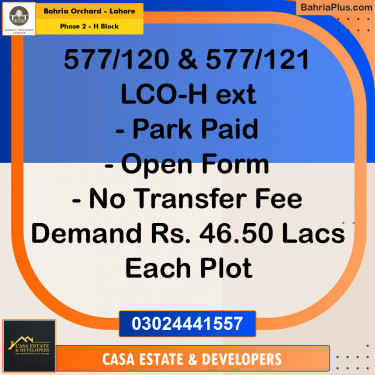 5 Marla Residential Plot for Sale in Phase 2 - H Block -  Bahria Orchard, Lahore - (BP-220271)