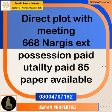 5 Marla Residential Plot for Sale in Sector C - Nargis/Hussain Ext. -  Bahria Town, Lahore - (BP-220282)