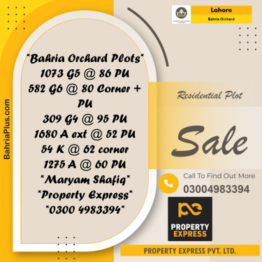 Residential Plot for Sale in Bahria Orchard, Lahore - (BP-220319)
