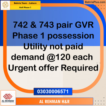10 Marla Residential Plot for Sale in Golf Phase 1 -  Bahria Town, Lahore - (BP-220342)