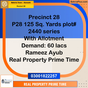 125 Sq. Yards Residential Plot for Sale in Precinct 28 -  Bahria Town, Karachi - (BP-220376)