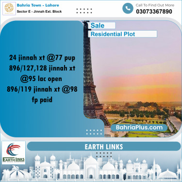 5 Marla Residential Plot for Sale in Sector E - Jinnah Ext. Block -  Bahria Town, Lahore - (BP-220402)
