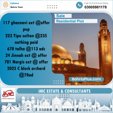 Residential Plot for Sale in Bahria Town, Lahore - (BP-220530)