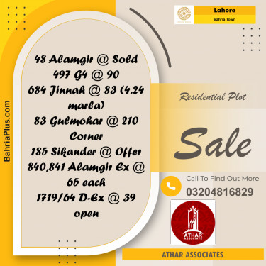 Residential Plot for Sale in Bahria Town, Lahore - (BP-220536)