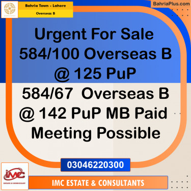 Residential Plot for Sale in Overseas B -  Bahria Town, Lahore - (BP-220585)