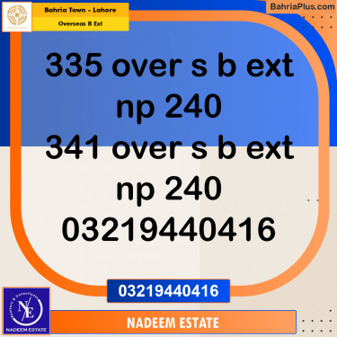 Residential Plot for Sale in Overseas B Ext -  Bahria Town, Lahore - (BP-220609)