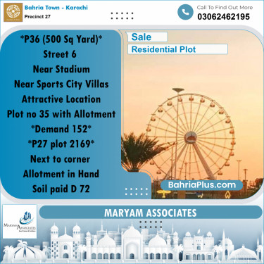 Residential Plot for Sale in Precinct 27 -  Bahria Town, Karachi - (BP-220661)
