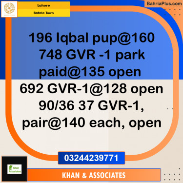 Residential Plot for Sale in Bahria Town, Lahore - (BP-220678)