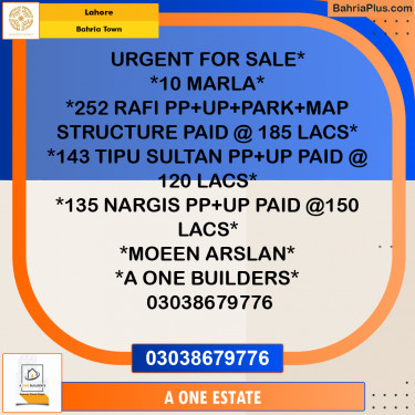 Residential Plot for Sale in Bahria Town, Lahore - (BP-220707)